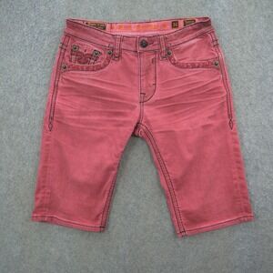 Rock Revival Shorts Mens 34 Trenton Denim Mid Rise Zip Fly